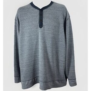 Bob Timberlake Men's Blue Thermal Pullover Henley Shirt XL Long Sleeve Outdoor